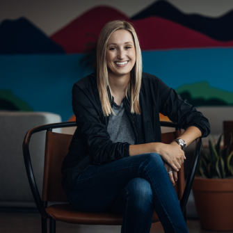 Woman sitting in chari