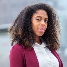 Sabrina Hall smiling at camera