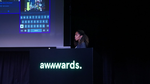 sabrina hall speaking at screen to show alt text on social media