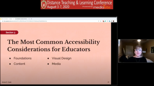 Anna presenting her deck with a DT&L banner above her deck and video feed