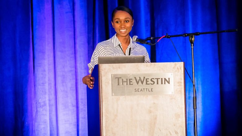 Lenora speaking at Convey UX 2020