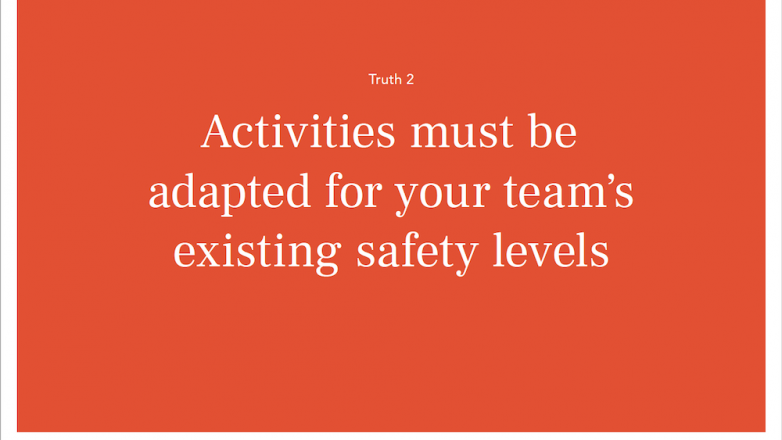 Activities must be adapted for your team’s existing safety levels