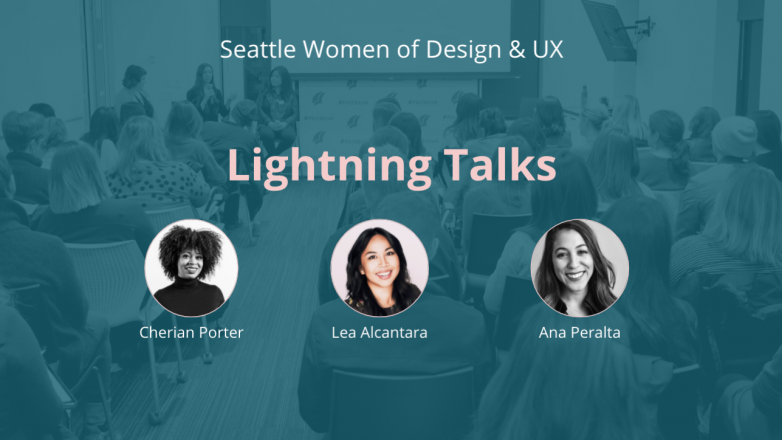 Slide presentation featuring names and bio photos of the 3 featured panelists