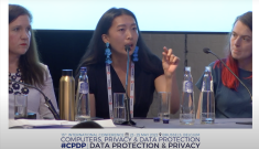 Kat Zhou speaking at a panel for CPDP