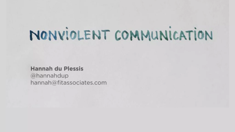 Handwritten slide that says nonviolent communication