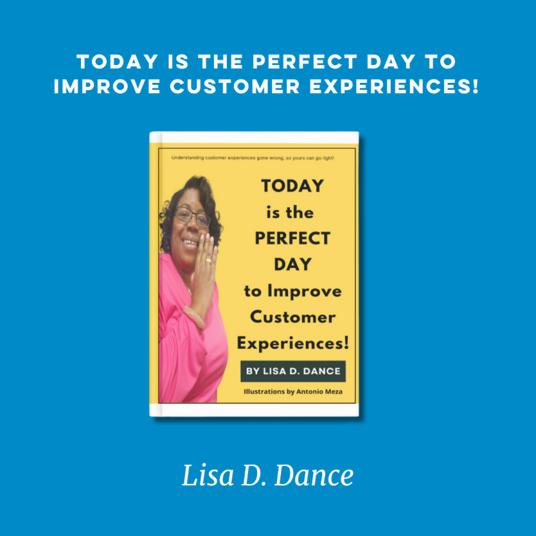 Blue background that says Today is the Perfect Day to improve user experiences Lisa D Dance with a photo of the book