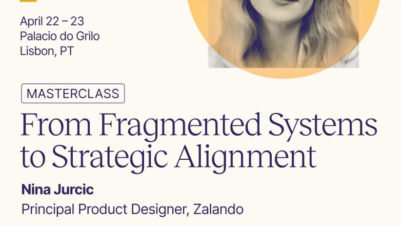 Banner for Nina Jurcic's masterclass "From fragmented systems to strategic alignment" at Leadership Ateliers 2026 by Hatch Conference in Lisabon. It features her photo, session title and event details.